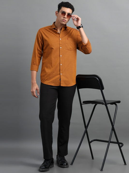 Orange Black Solid Shirts