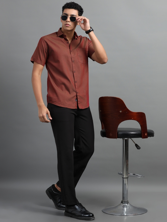 Brown With Green Solid Shirts
