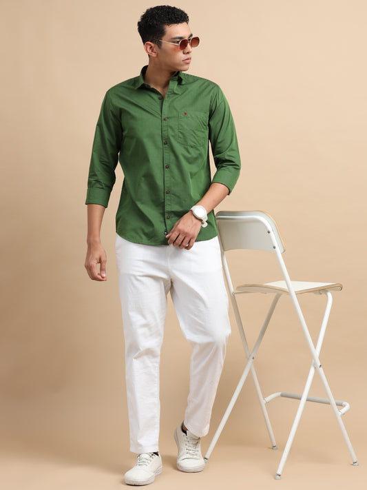 Hunter Green Solid Shirts
