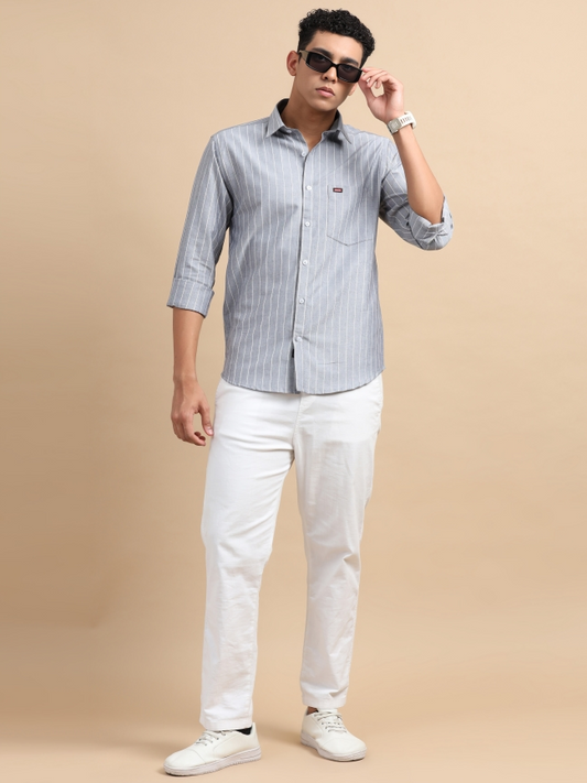 Striped Cotton Casual Shirt