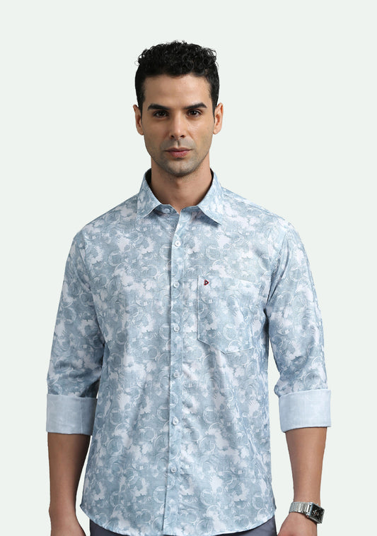 Light Green White Printed Shirts