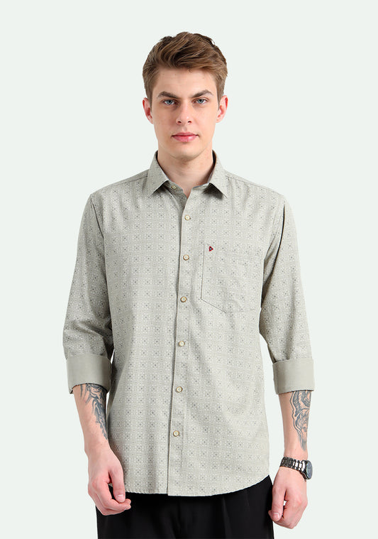 Greige art print shirt