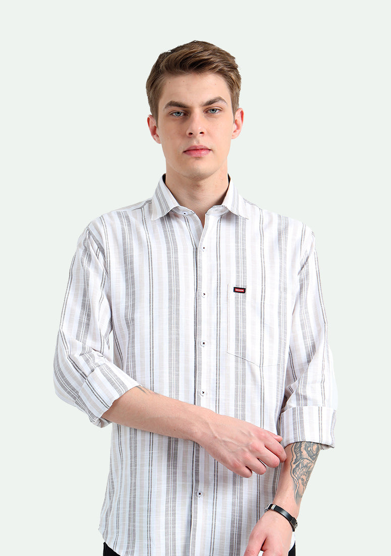 Brown & White Striped Shirts