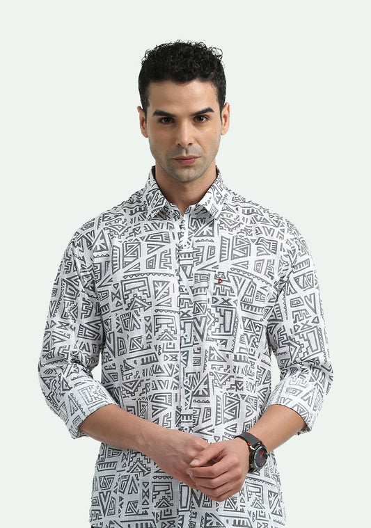 White With Green Art Print Shirts