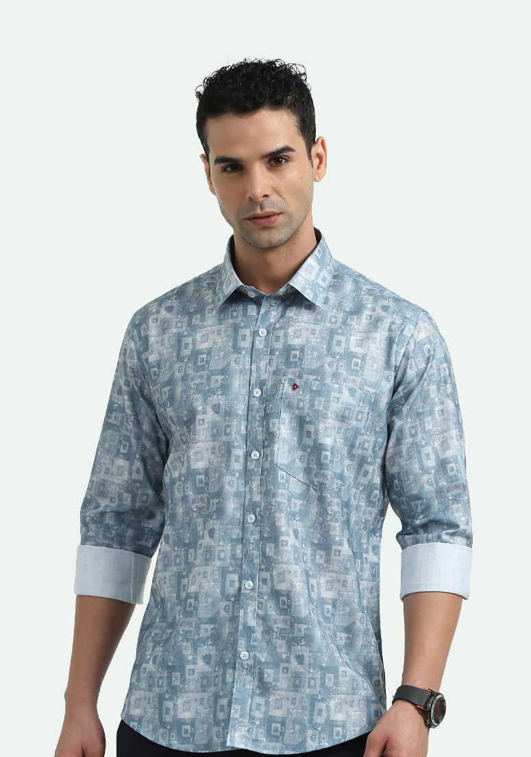Green & White Printed Shirts