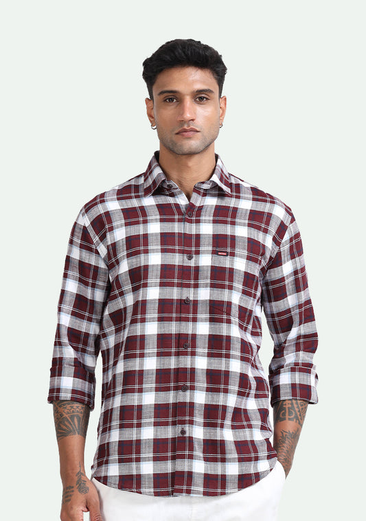 Dark Brown White Check Shirts