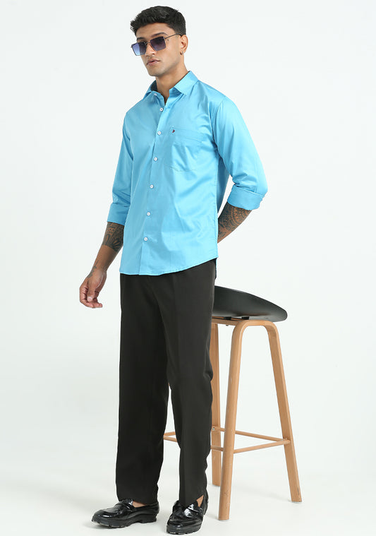 Indian Blue Solid Shirts