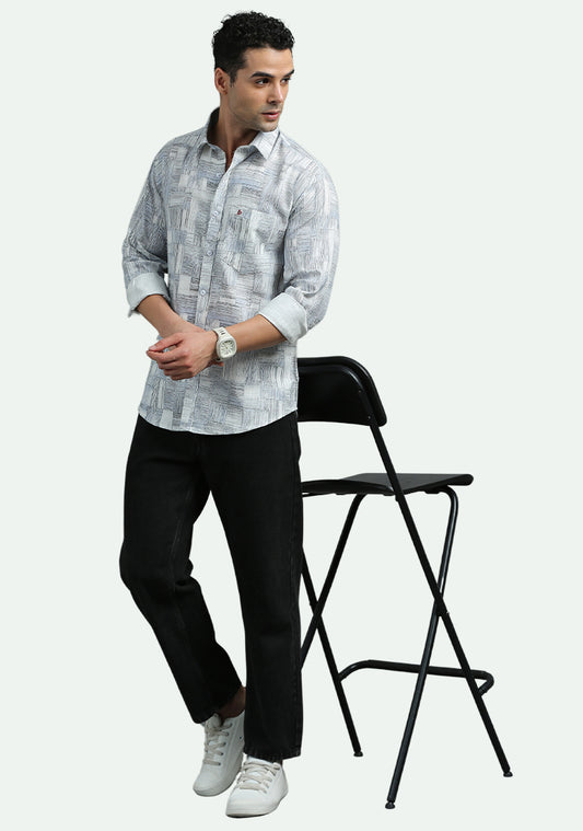 Light Blue Abstract Print Shirts