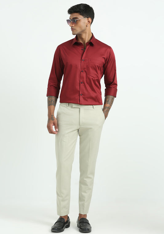 Cherry Red Solid Shirts
