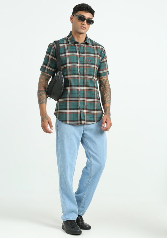 Dark Green Check Shirts