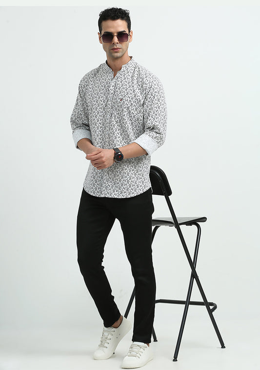 Light Green & Black Print Shirt