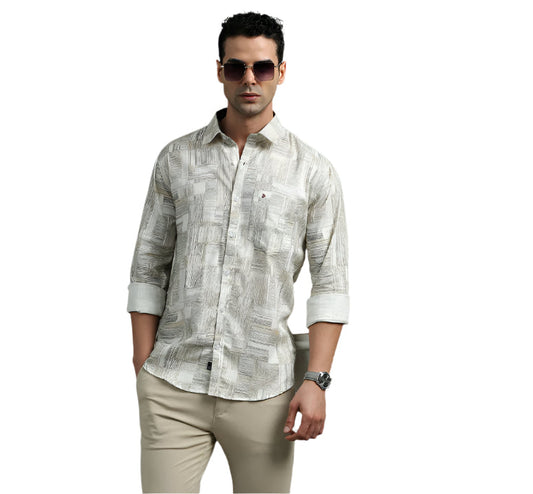Cream Abstract Print Shirt