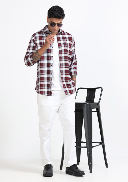 Dark Brown White Check Shirts