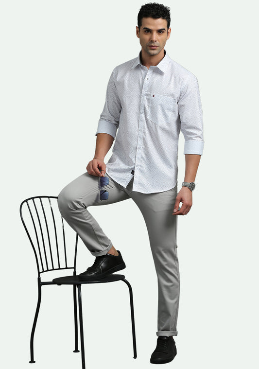 White Abstract Print Shirt
