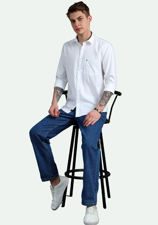 Pure Cotton White Solid Shirts