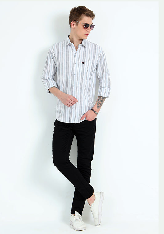 Light Grey & White Strips Shirts