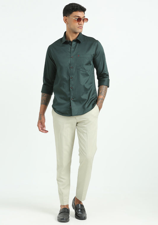 Bottle Green Solid Shirts