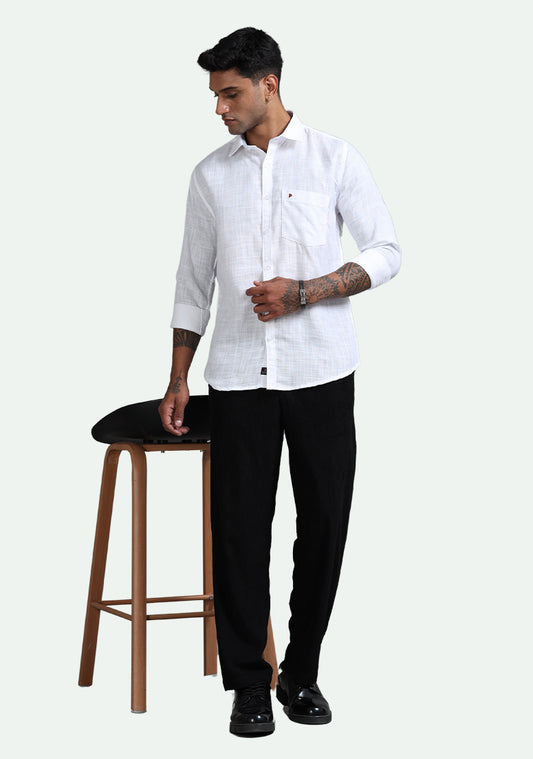 White Structure Plain Shirts