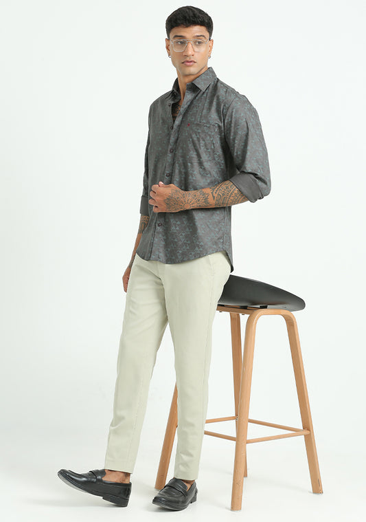 Dark Grey &  Black Abstract Print Shirts