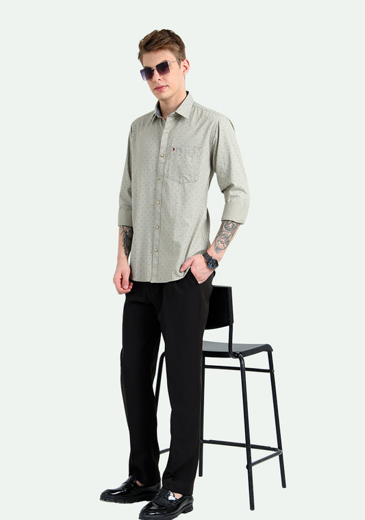 Greige art print shirt