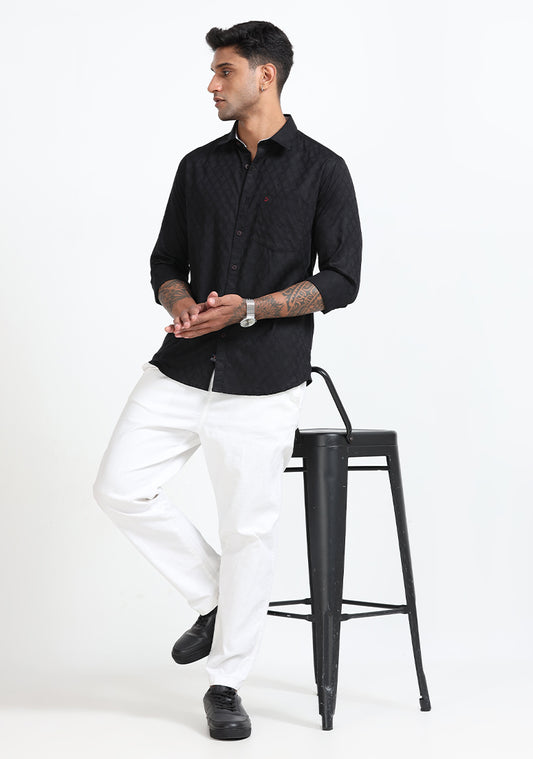 Black Jacquard Weave Shirt