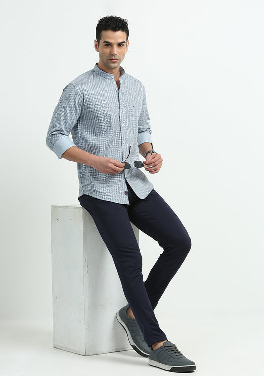 Blue Pattern Print Shirt