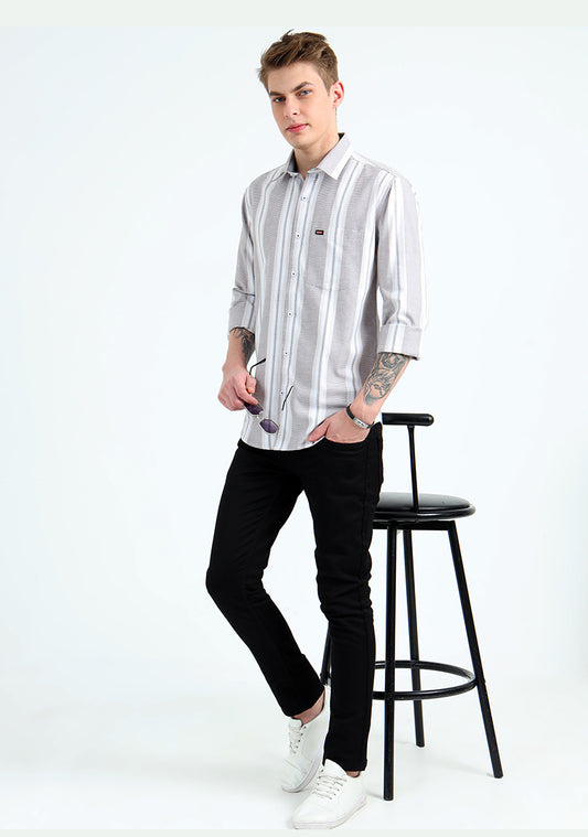 Light Brown & White Striped Shirts
