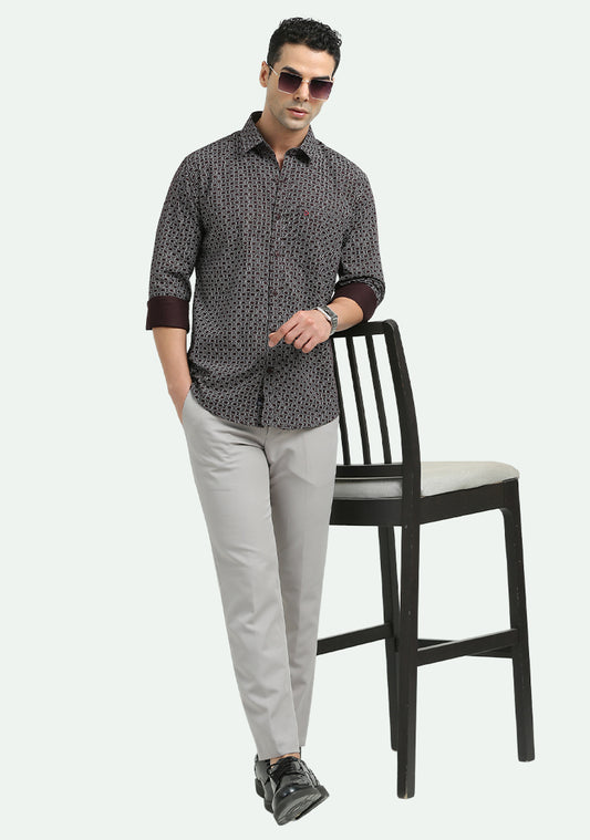 Dark Wine Pattern Design Print Shirts