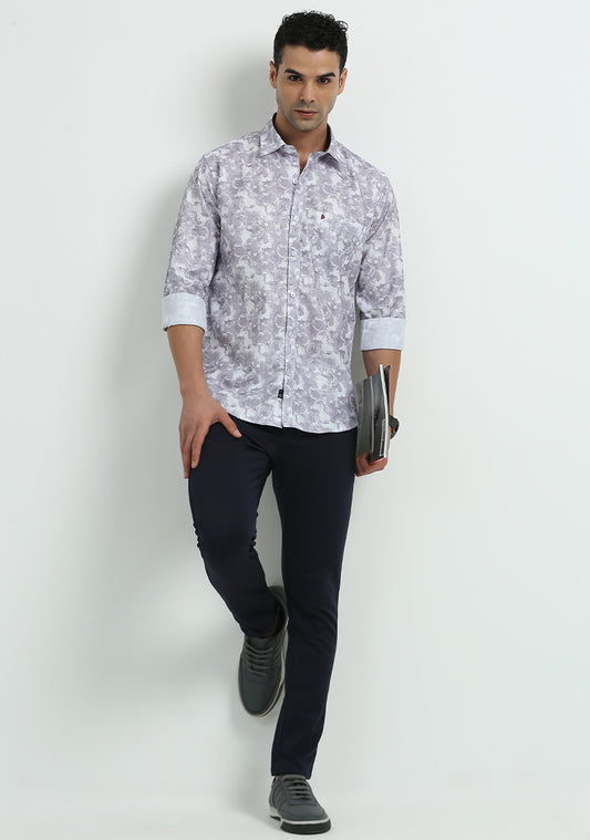 Pale Pink White Printed Shirts