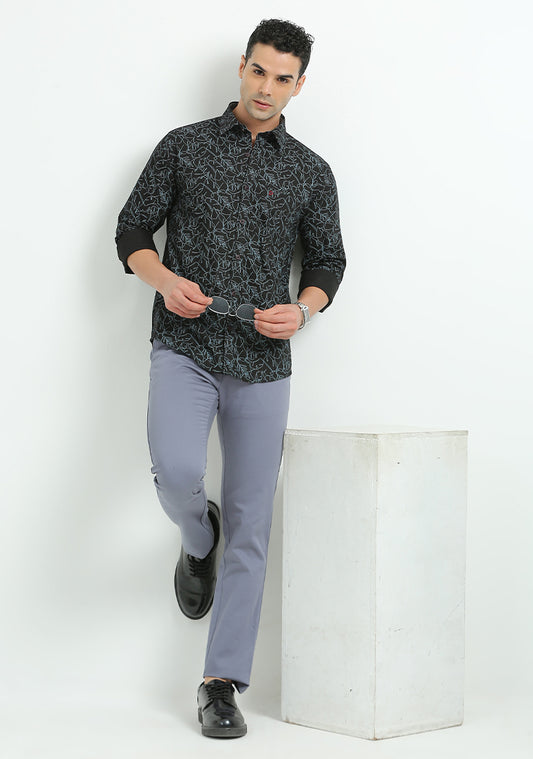 Black Abstract Print Shirt