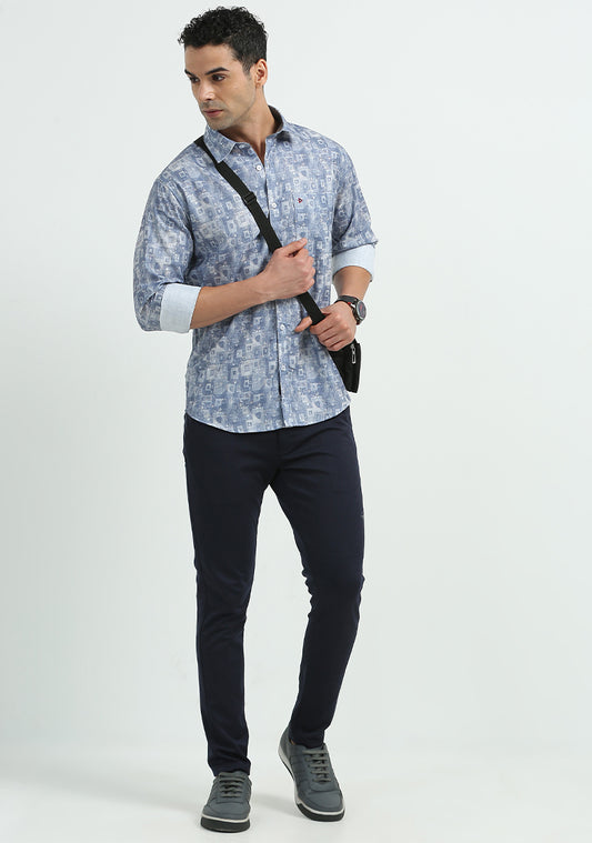 Grey & White Printed Shirts