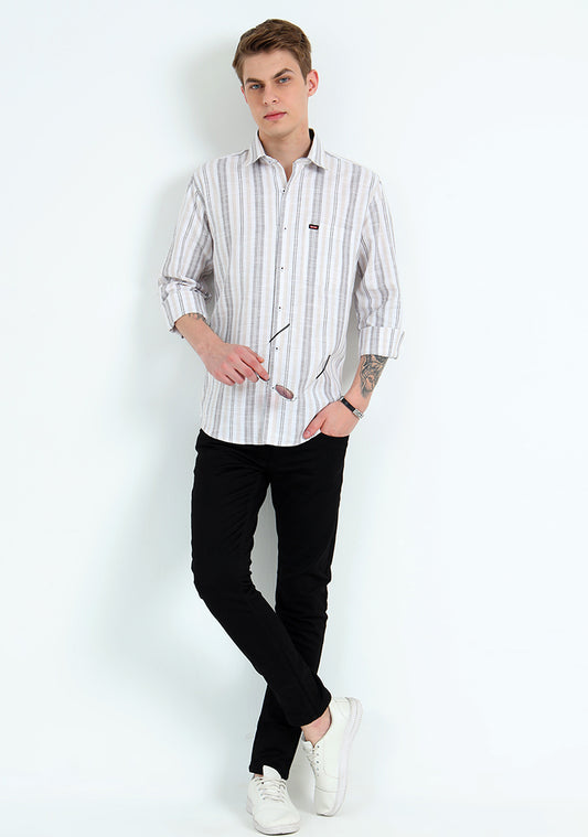 Brown & White Striped Shirts