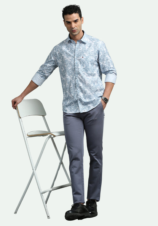 Light Green White Printed Shirts