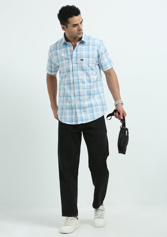 Blue & White Checked Shirt