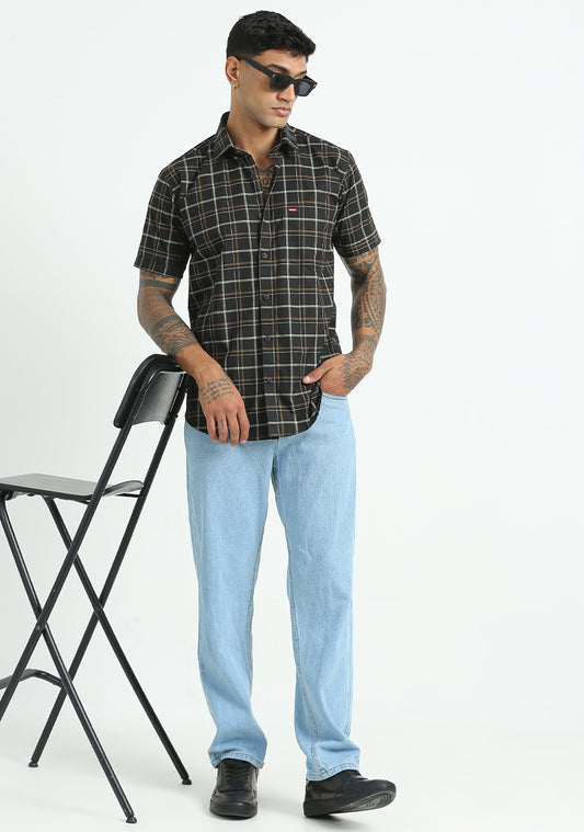Black Green Checks Shirt