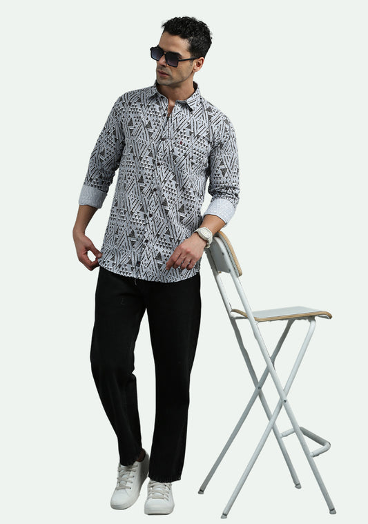 Light Gray & Brown Opaque Print Shirts