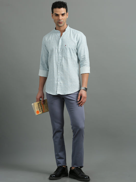 Blue Abstract Texture Print Shirts